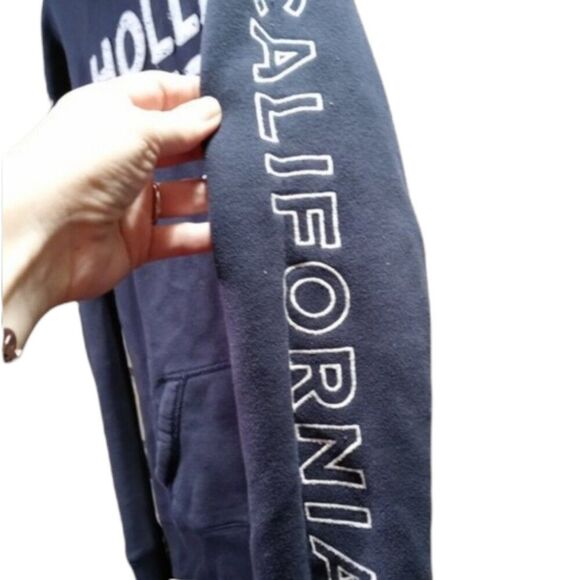 Navy Blue Hollister Hooded Sweatshirt Hoodie - Picture 2 of 6